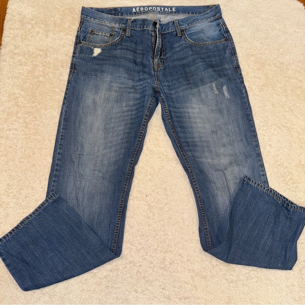 Aeropostale Men's Relaxed Denim Jeans Bowery Slim Straight
